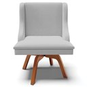 Ver imagem 7 de Poltrona Decorativa Base Giratória de Madeira Firenze Linho Cinza/Natural - Gran Belo