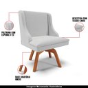 Ver imagem 4 de Poltrona Decorativa Base Giratória de Madeira Firenze Linho Cinza/Natural - Gran Belo