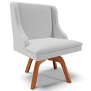 Ver imagem 1 de Poltrona Decorativa Base Giratória de Madeira Firenze Linho Cinza/Natural - Gran Belo