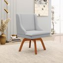 Ver imagem 2 de Poltrona Decorativa Base Giratória de Madeira Firenze Linho Cinza/Natural - Gran Belo