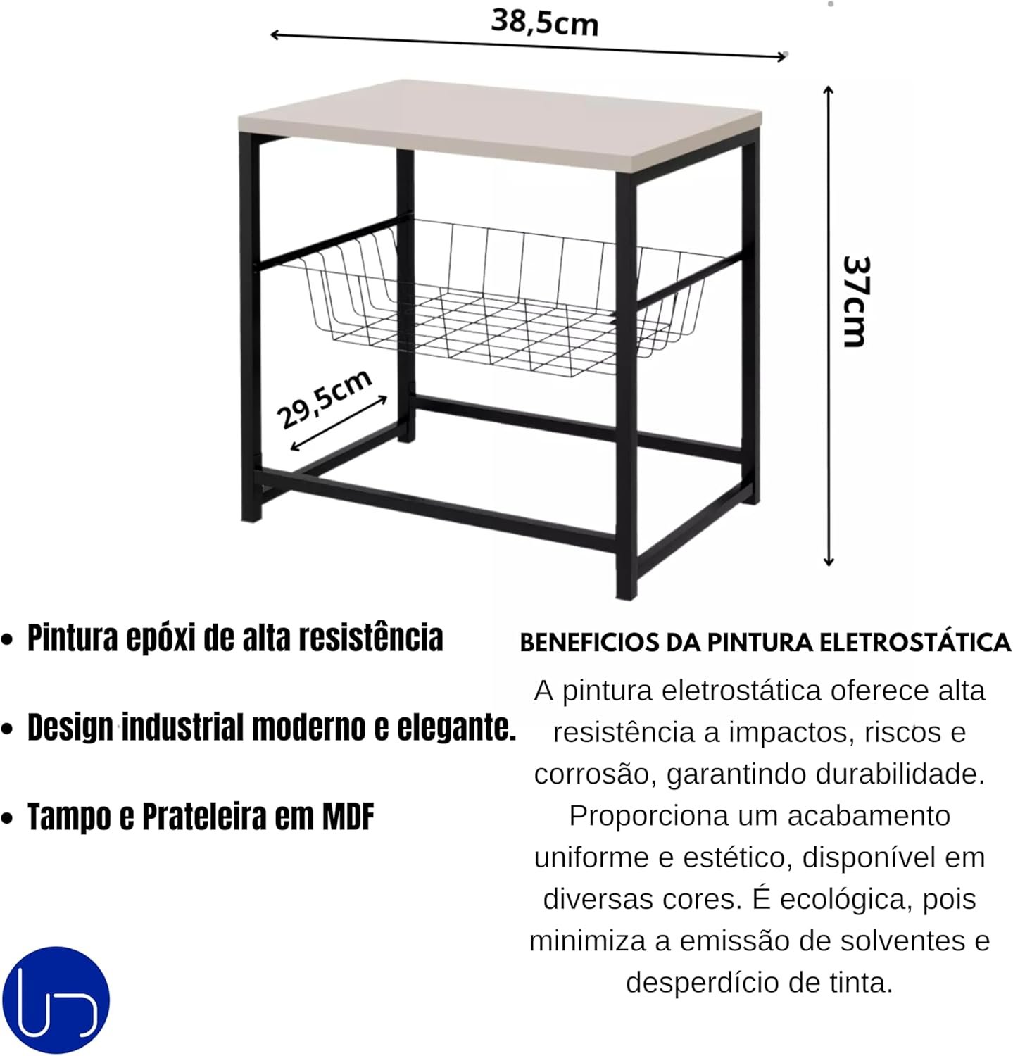 Fruteira Multiuso Cesto Deslizante Suporte para Bebedouro Tampo Mdf Resistente Prática Funcional e D - 2