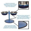 Ver imagem 2 de Comedouro Pequeno Duplo Inox Altura Regulável Azul