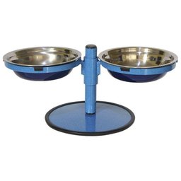 Comedouro Pequeno Duplo Inox Altura Regulável Azul - 1