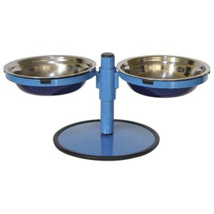 Comedouro Pequeno Duplo Inox Altura Regulável Azul