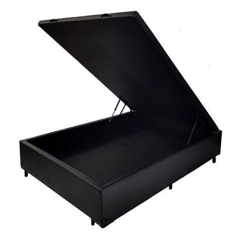 Base Box Baú Casal 1,38 X 1,88 Chapa Compensado Cor Preto Corino
