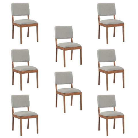 Kit 8 Cadeiras Decorativa Sala de Jantar Luxo Julia Facto Prata Brilho - Mozzelar
