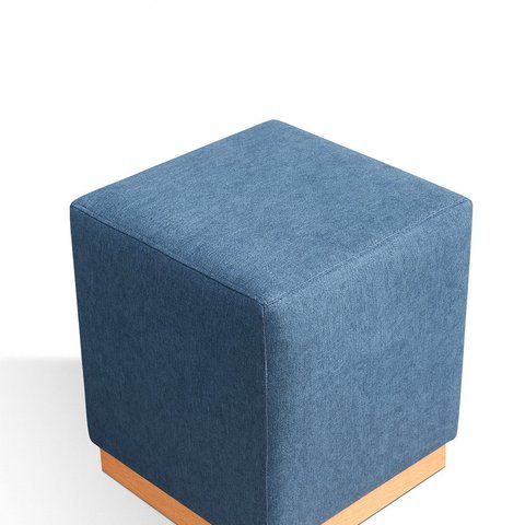 Puff para Sala de Estar Linho 47x50cm Leti Azul