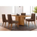Ver imagem 1 de Sala de Jantar Completa Berlim C/ Tampo Madeirado Canto Curvo 120x80cm e 4 Cadeiras Dafne Naturale