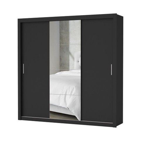Guarda Roupa Clara Plus com Espelho - Carioca Móveis Preto