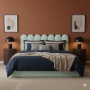 Ver imagem 1 de Cabeceira Nuvem Casal Facil Instalação 7 Placas 45cm Suede:verde Claro