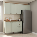Ver imagem 1 de Cozinha Compacta Modulada 3 Peças 100% MDF 2 Armários Aéreos e Balcão com Tampo Iluminata Verde Mint