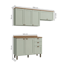 Ver imagem 3 de Cozinha Compacta Modulada 3 Peças 100% MDF 2 Armários Aéreos e Balcão com Tampo Iluminata Verde Mint
