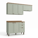 Ver imagem 2 de Cozinha Compacta Modulada 3 Peças 100% MDF 2 Armários Aéreos e Balcão com Tampo Iluminata Verde Mint
