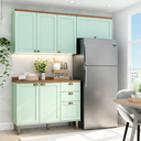 Ver imagem 6 de Cozinha Compacta Modulada 3 Peças 100% MDF 2 Armários Aéreos e Balcão com Tampo Iluminata Verde Mint