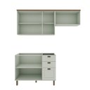 Ver imagem 4 de Cozinha Compacta Modulada 3 Peças 100% MDF 2 Armários Aéreos e Balcão com Tampo Iluminata Verde Mint