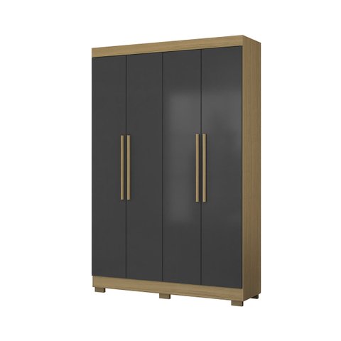 Guarda Roupa 4 Portas 2 Gavetas Internas Atacama Grafite Aramóveis