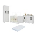 Ver imagem 1 de Quarto de Bebê Completo com Berço Americano 3 em 1 Colchão Fofura Multimóveis Mp4673 Branco