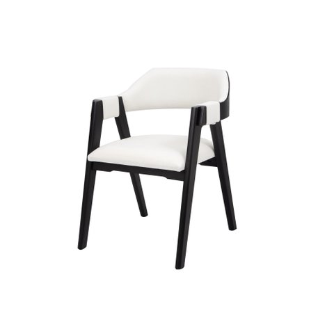 Cadeira de Jantar Estofada Versalhes Madeira Maciça Preto Luxo:boucle Branco