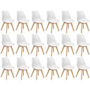 Ver imagem 1 de Conjunto 18 Cadeiras de Jantar Eames Wood Leda Design Estofada - Branco