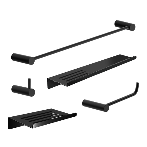 Kit de Acessórios para Banheiro Preto Fosco 5 Peças 2101or Grego Metal