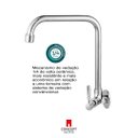 Ver imagem 3 de Torneira Cozinha Giratória Cano Alto Bica Móvel Parede Metal Concept Metais 2267