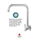 Ver imagem 3 de Torneira Cozinha Giratória Cano Alto Bica Móvel Parede Metal Concept Metais 2267