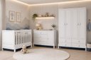 Ver imagem 1 de Quarto de Bebê Completo Armário 4PTS , Comoda com Pt e Berço 2 em 1 em MDF Linha Luna