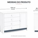 Ver imagem 4 de Quarto de Bebê Completo Armário 4PTS , Comoda com Pt e Berço 2 em 1 em MDF Linha Luna