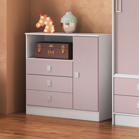 Cômoda Infantil 3 Gavetas 1 Porta Mdp 15mm Percasa