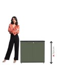 Ver imagem 3 de Armário Baixo para Escritório P25 com 2 Portas Cinza/Preto/Sálvia