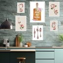 Ver imagem 1 de Kit Composição 6 Quadros Cozinha Vintage - Flores:moldura Branca