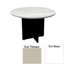 Ver imagem 1 de Mesa de Reunião Redonda 110x110cm Pé Painel Pe25 em MDP Nogueira Casablanca e Base Branca
