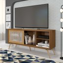 Ver imagem 2 de Rack para TV até 55 Polegadas Retrô 136cm em BP Porta Pés em Madeira Maciça Telada Multiverso