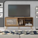 Ver imagem 6 de Rack para TV até 55 Polegadas Retrô 136cm em BP Porta Pés em Madeira Maciça Telada Multiverso