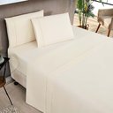 Ver imagem 1 de Jogo de Cama Lençol Milano Casal Queen Percal 180 Fios Ponto Palito Liso 04 Peças - Palha