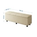 Ver imagem 2 de Baú Sapateira Estofada Casal King Size 195 Cm Marte Veludo Skybox Bege