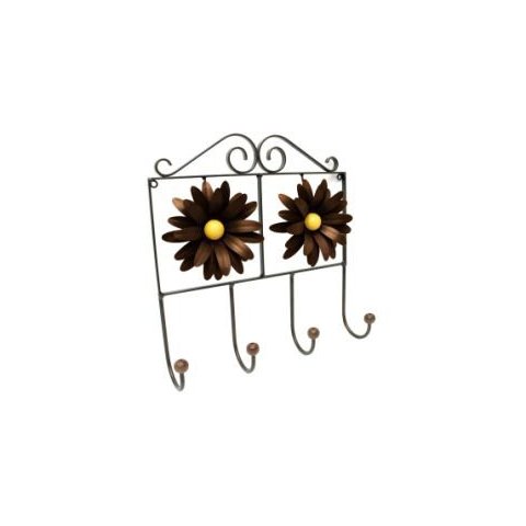Cabide Rustico de Parede para Bolsas e Roupas Artesanal de Ferro com Flores Libertas Rosas Artesanat