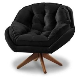 Poltrona Decorativa Estofada Base Giratória Califórnia Cor:preto - 1