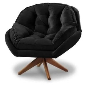 Poltrona Decorativa Estofada Base Giratória Califórnia Cor:preto