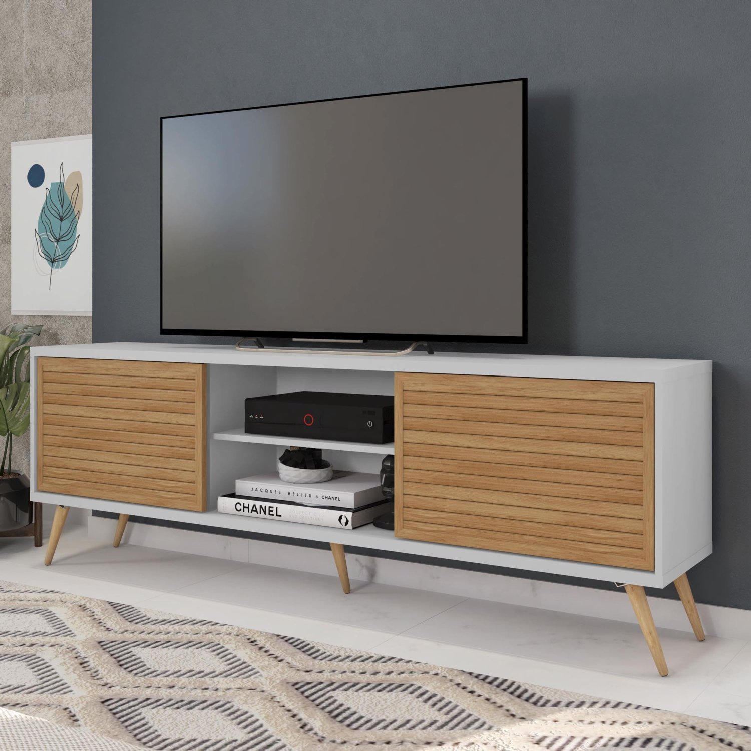 Rack para TV até 72 Polegadas Retrô 180cm em BP Porta Pier Multiverso ...