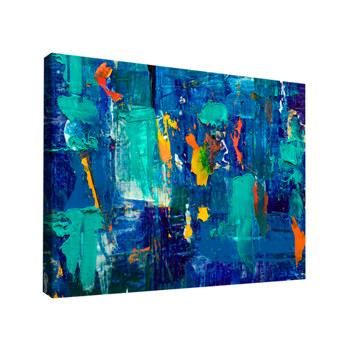 QUADRO DECORATIVO TINTA ABSTRATO AZUL Médio 84x54