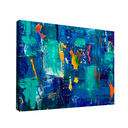 Ver imagem 1 de QUADRO DECORATIVO TINTA ABSTRATO AZUL Médio 84x54