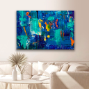 Ver imagem 3 de QUADRO DECORATIVO TINTA ABSTRATO AZUL Médio 84x54