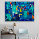 Ver imagem 2 de QUADRO DECORATIVO TINTA ABSTRATO AZUL Médio 84x54