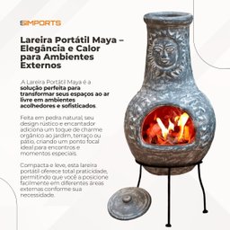 Lareira Maya Portátil em Pedra com Design Rústico para Jardins - 4