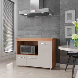 Armário Balcão Multiuso Cozinha Micro-ondas Forno Liza Cor Savana Off White Moblis 4702 - SAVANA/OFF - 2