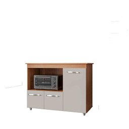 Armário Balcão Multiuso Cozinha Micro-ondas Forno Liza Cor Savana Off White Moblis 4702 - SAVANA/OFF - 1