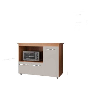 Armário Balcão Multiuso Cozinha Micro-ondas Forno Liza Cor Savana Off White Moblis 4702 - SAVANA/OFF