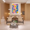 Ver imagem 3 de Quadro Canvas Abstrato Matisse Gatos 90x60cm Mold Branca