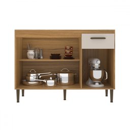 Balcão de Cozinha para Pia 120 Cm 3 Portas 1 Gaveta Ipê/cristalo - Decibal - 2
